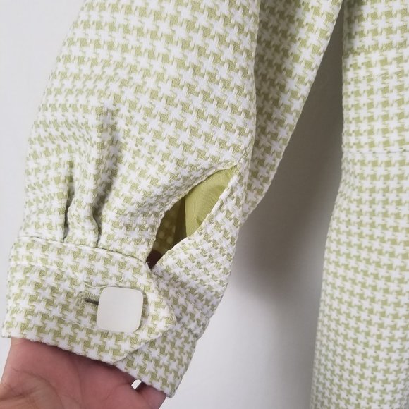 NWOT Larry levine long blazer coat 3/4 sleeve geomatical green size 14 (229) - Picture 10 of 13